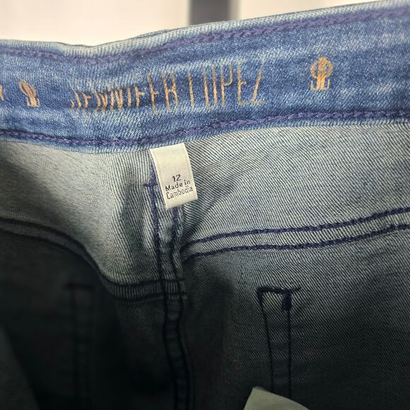 Jennifer Lopez Skinny Jeans Blue Distressed Mid Rise Stretch Denim Size 12 - Picture 3 of 6